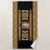 Serviette De Plage Medusa Luxe Noir & Or (Devant)