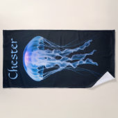 Serviette De Plage Méduse bleue modifiable (Devant)