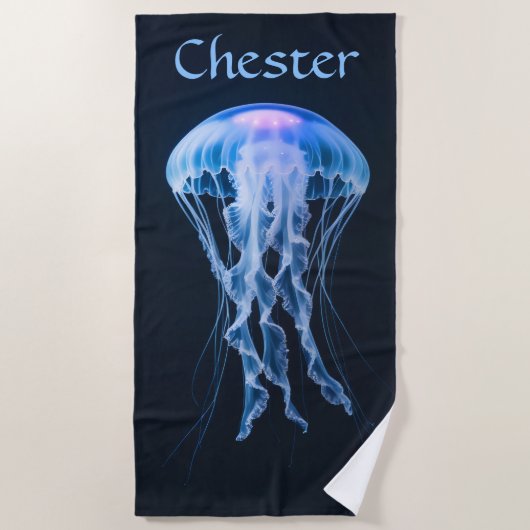 Serviette De Plage Méduse bleue modifiable (Devant)