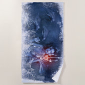 Serviette De Plage Méduse Nageuse Bleue (Devant)