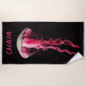 Serviette De Plage Méduse rose modifiable (Devant)