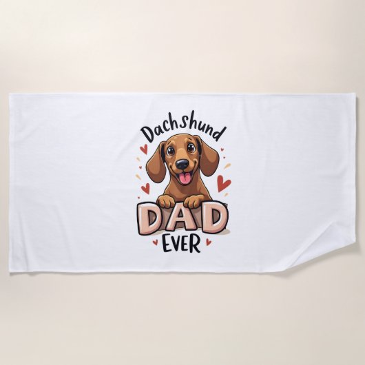 Serviette De Plage Meilleur Dachshund Papa Jamais T Chemise (Devant)