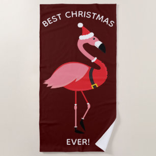 Serviette De Plage Meilleur Flamant rose rose jamais Père Noël Noël B