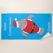 Serviette De Plage Meilleur Noël jamais Père Noël Manatee Noël (Devant)