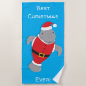 Serviette De Plage Meilleur Noël jamais Père Noël Manatee Noël (Devant)