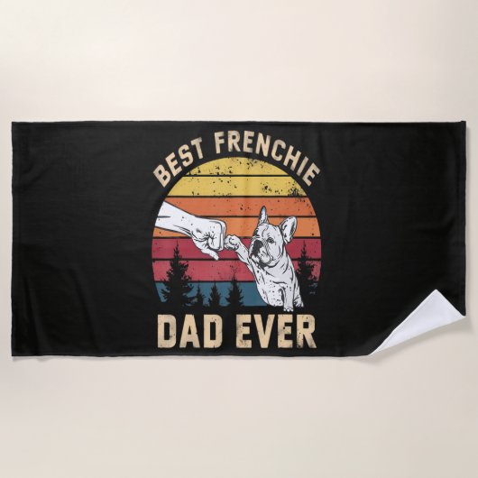 Serviette De Plage Meilleur papa Frenchie Rétro (Devant)