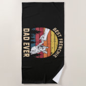 Serviette De Plage Meilleur papa Frenchie Rétro (Devant)