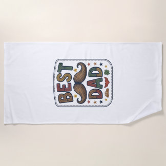 Serviette De Plage Meilleur Papa Moustache Vintage Vecteur Conception