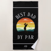 Serviette De Plage Meilleur papa Par Par Golfer Silhouette Noir Blanc (Devant)