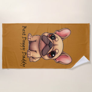 Serviette De Plage Meilleur Papa Toutou Bouledogue Français Animal de