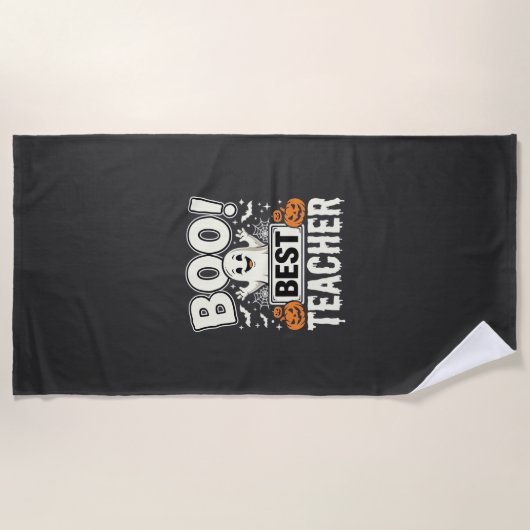 Serviette De Plage Meilleur professeur Halloween fantôme Design_1 (Devant)