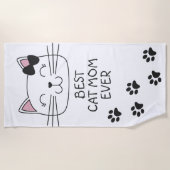 Serviette De Plage Meilleure maman de chat blanc jamais avec mignonne (Devant)