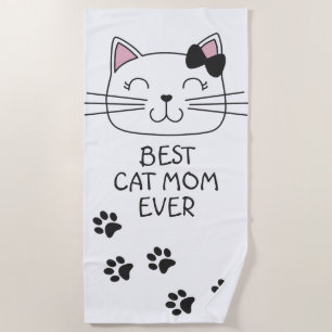 Serviette De Plage Meilleure maman de chat blanc jamais avec mignonne