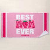 Serviette De Plage Meilleure maman personnalisée Fraise Fête des mère (Devant)