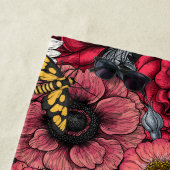 Serviette De Plage Mélange de fleurs en rouge et gris (En situation)