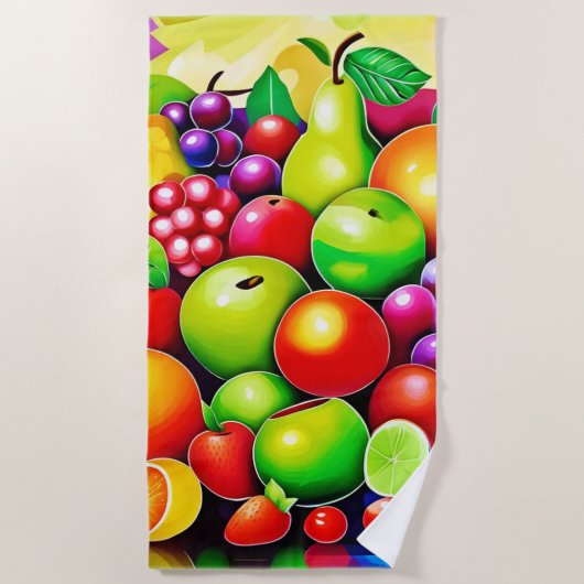 Serviette De Plage Mélange de fruits vibrant Art (Devant)