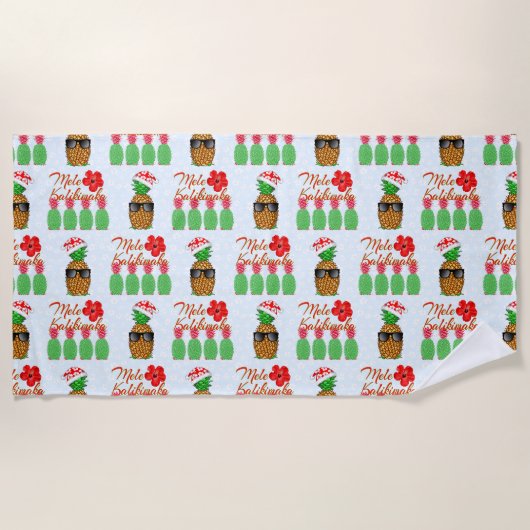Serviette De Plage Mele Kalikimaka Hawaiian Pineapple Merry Christmas (Devant)