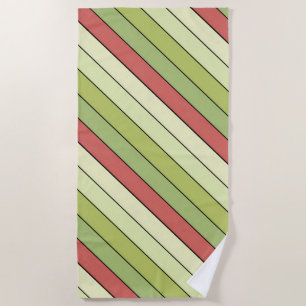 Serviette De Plage Melon Rouge Vert Bandes De Couleur Sur Papier Aqua