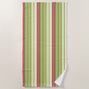 Serviette De Plage Melon Rouge Vert Bandes De Couleur Sur Papier Aqua