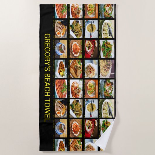 Serviette De Plage Menu Photo du restaurant chinois Takeout (Devant)