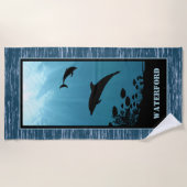 Serviette De Plage Mer Bleue des dauphins (Devant)