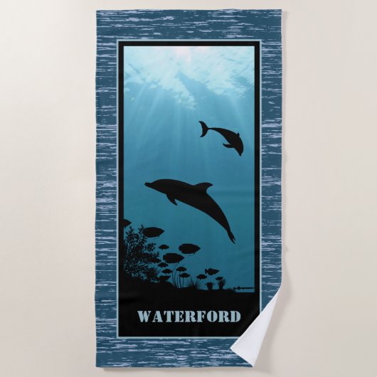Serviette De Plage Mer Bleue des dauphins (Devant)