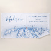 Serviette De Plage Mer Bright NJ personnalisé Bachelorette Week-end (Devant)