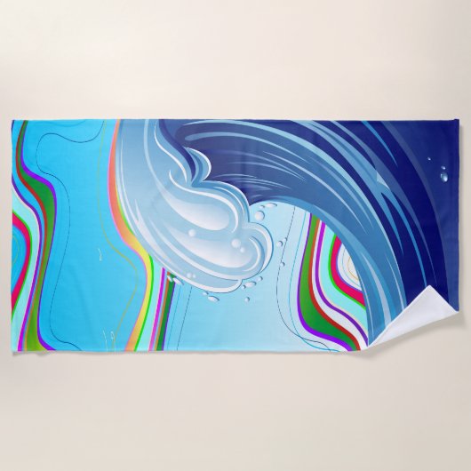 Serviette De Plage Mer Océan Grande Vague Eau (Devant)