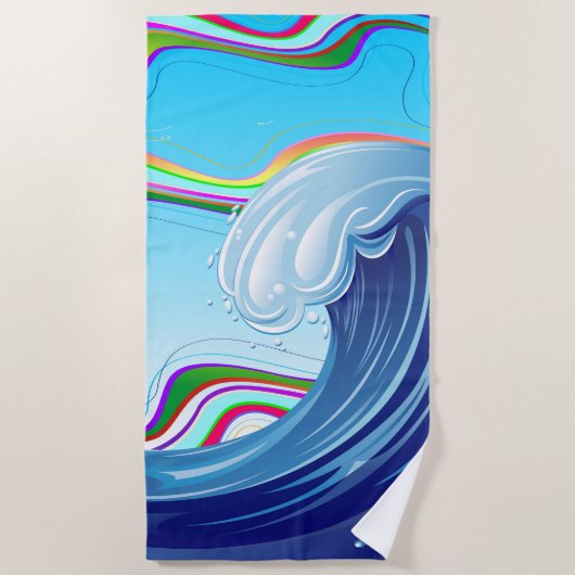 Serviette De Plage Mer Océan Grande Vague Eau (Devant)