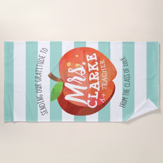 Serviette De Plage Merci nommé customisé par | d'Apple du professeur (Devant)