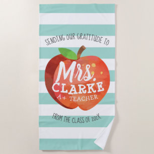 Serviette De Plage Merci nommé customisé par d'Apple du professeur