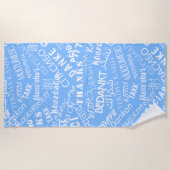 Serviette De Plage Merci Texte multilingue Blue Beach Towel (Devant)
