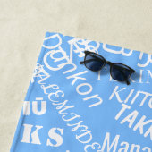 Serviette De Plage Merci Texte multilingue Blue Beach Towel (En situation)