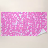 Serviette De Plage Merci Texte rose Plage serviette multilingue (Devant)