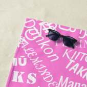 Serviette De Plage Merci Texte rose Plage serviette multilingue (En situation)