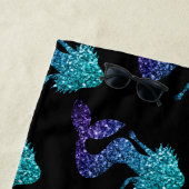 Serviette De Plage Mermaid aqua bleu ombre motif Monogramme (En situation)