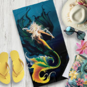 Serviette De Plage Mermaid Dragon Imaginaire bleu