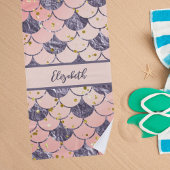 Serviette De Plage Mermaid écailles pêche rose nom pourpre