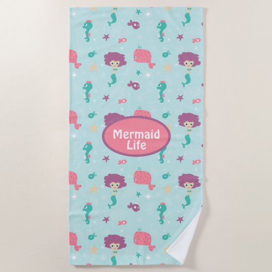Serviette de plage Mermaid Life (Devant)