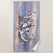 SERVIETTE DE PLAGE MERMAID & MERMAN DANS OCEAN SKY (Devant)