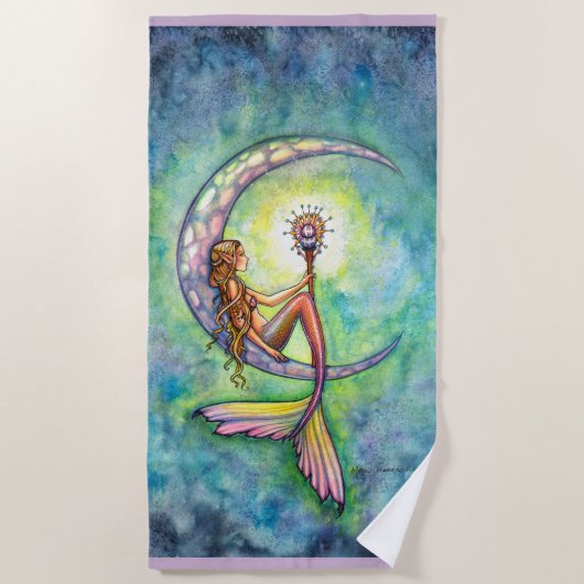 Serviette De Plage Mermaid Moon Imaginaire Art Beach (Devant)