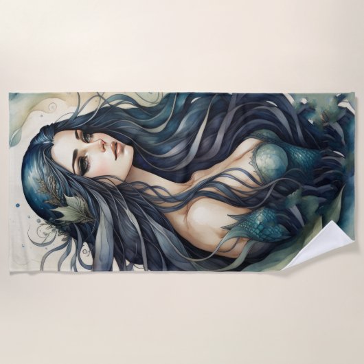 Serviette De Plage Mermaid noir géant (Devant)