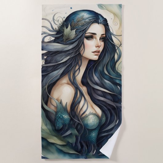 Serviette De Plage Mermaid noir géant (Devant)