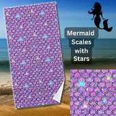 Serviette De Plage Mermaid Scales Mauve avec étoiles
