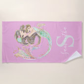 SERVIETTE DE PLAGE MERMAIN SOUS LA ROSE MARINE (Devant)