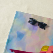 Serviette De Plage Mermingo blanc mou et sirène rose (En situation)