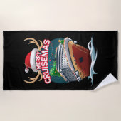 Serviette De Plage Merry Cruisemas Cruise Ship Famille Noël Drôle (Devant)