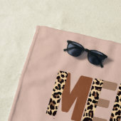 Serviette De Plage "Merry Mama" Bloc de couleur moderne Leopard Boho (En situation)
