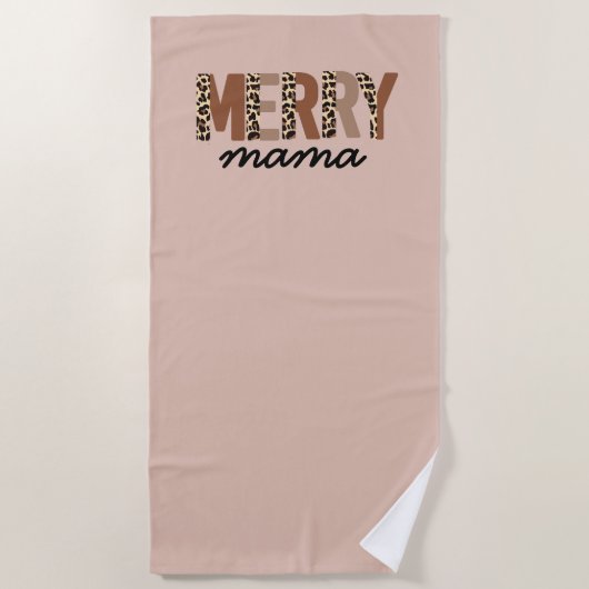 Serviette De Plage "Merry Mama" Bloc de couleur moderne Leopard Boho (Devant)