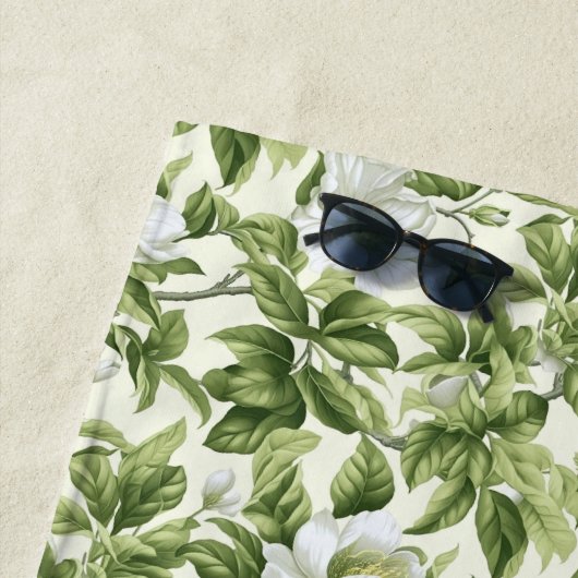 Serviette De Plage Merveilleux motif floral classique (En situation)
